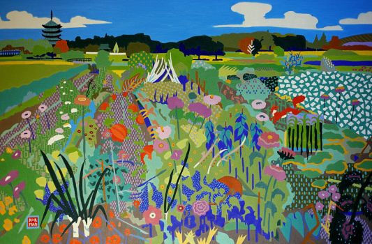 Michal Korman: Vegetable gardens in Bitchū, oil on canvas 80x120 cm, 2017 ( in private collection, Paris )