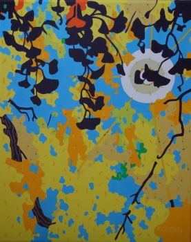Michal Korman: Consolations: #2/ Eight rays of the autumn sun in the golden folliage, oil on canvas, 41x33cm, Paris 2020