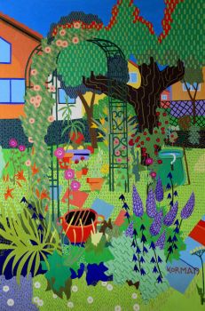 Michal Korman: Mother's Garden, oil on canvas 90x60 cm, Paris 2017
